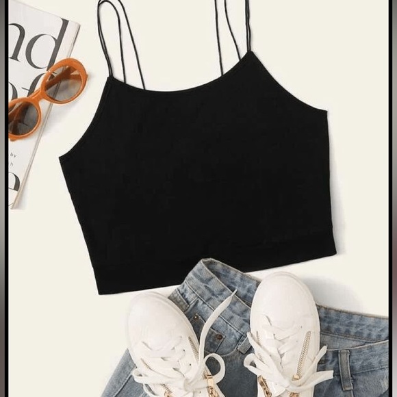 wild fable Tops - 🖤 💛wild fable Black Double-Strap Crop Cami K